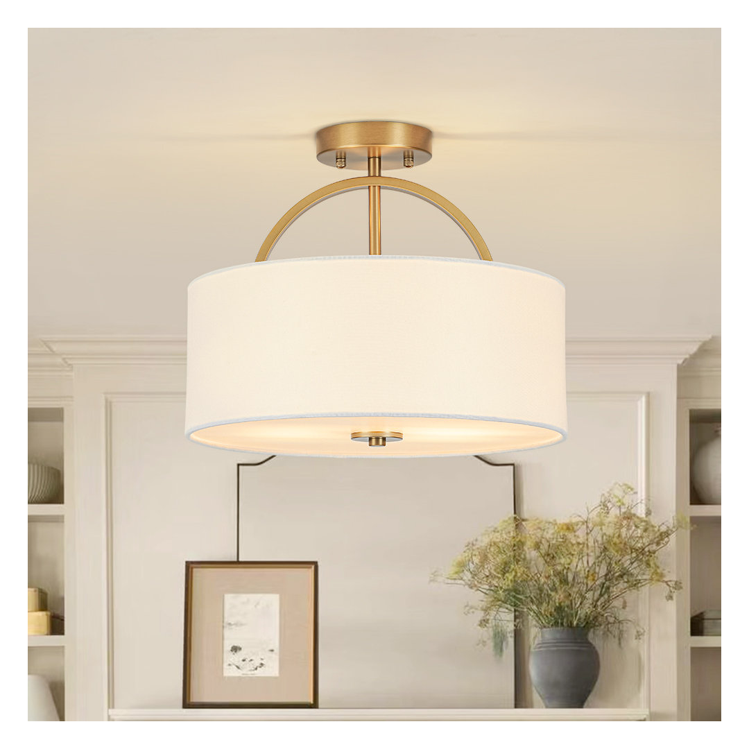 Ralston 2 - Light Linen Round Drum Semi Flush Mount